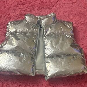 Forever 21 Silver Puffer Vest